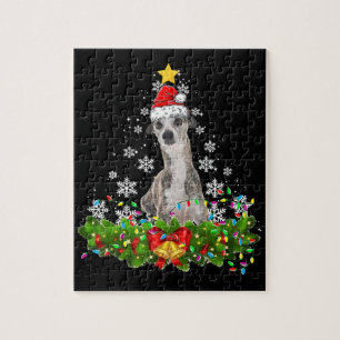 Christmas lights whippet funny dog pet christmas jigsaw puzzle