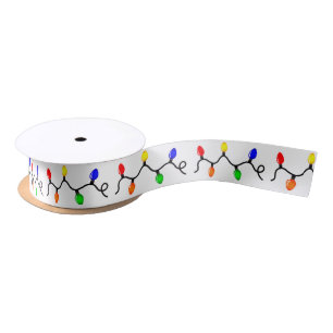 Christmas Lights White Ribbon Satin Ribbon