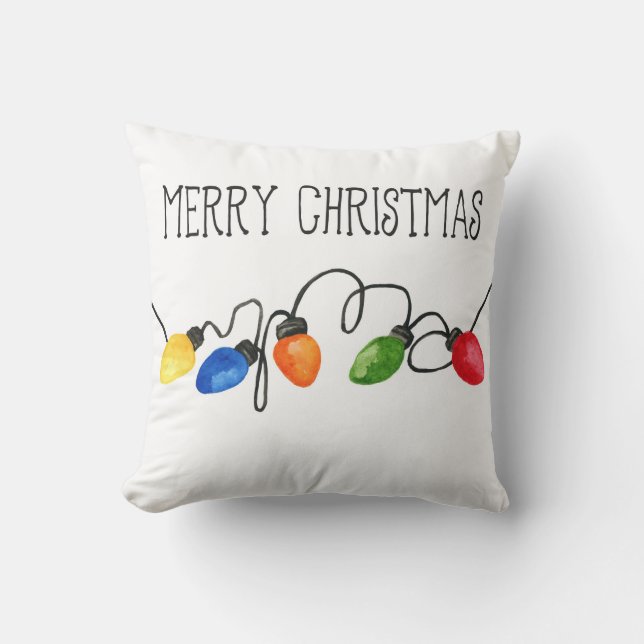 Christmas Lights - Winter Watercolor Pillow (Front)