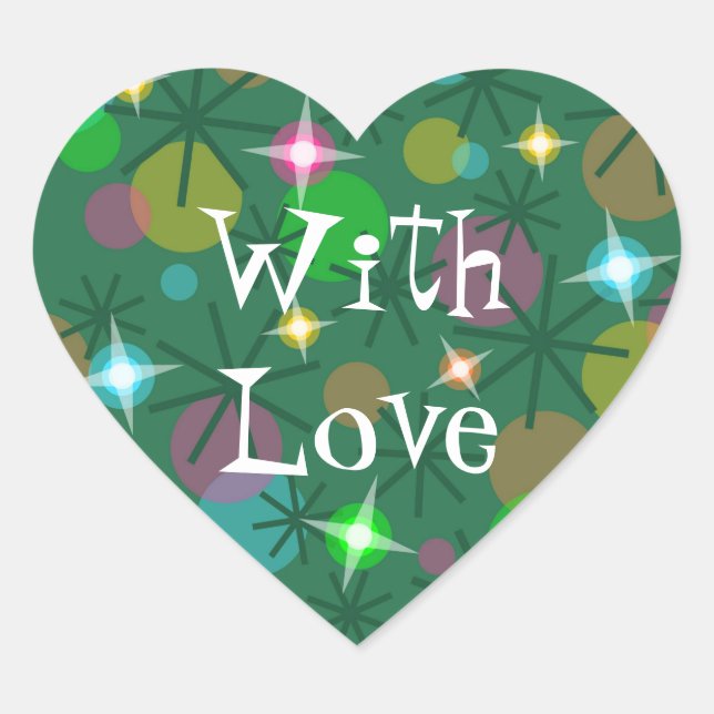 Christmas Lights 'With Love' sticker heart (Front)