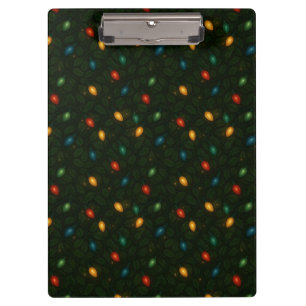 Christmas lights wrapped in holly leaves patterned clipboard