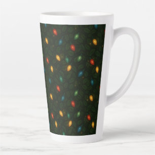 Christmas lights wrapped in holly leaves patterned latte mug