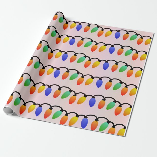 Christmas Lights Wrapping Paper (Unrolled)