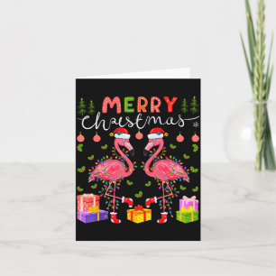 Christmas Lights Xmas Flamingo Lover Santa Hat Fla Card