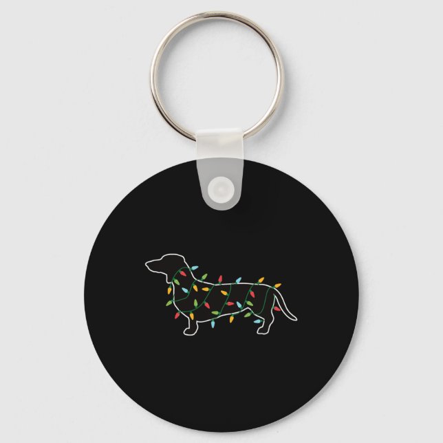 Christmas Lights Xmas Gift For Dog Lover Dachshund Key Ring (Front)