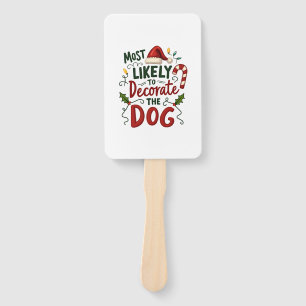 Christmas Likely Decorate Dog Xmas Family 2 Hand Fan