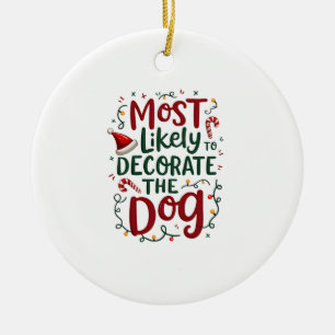 Christmas Likely Decorate Dog Xmas Family Ceramic Tree Decoration