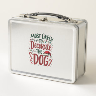 Christmas Likely Decorate Dog Xmas Family Kids Wom Metal Lunch Box