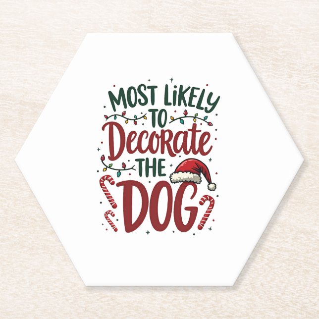 Christmas Likely Decorate Dog Xmas Family Kids Wom Paper Coaster (Front)