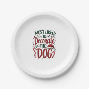 Christmas Likely Decorate Dog Xmas Family Kids Wom Paper Plate