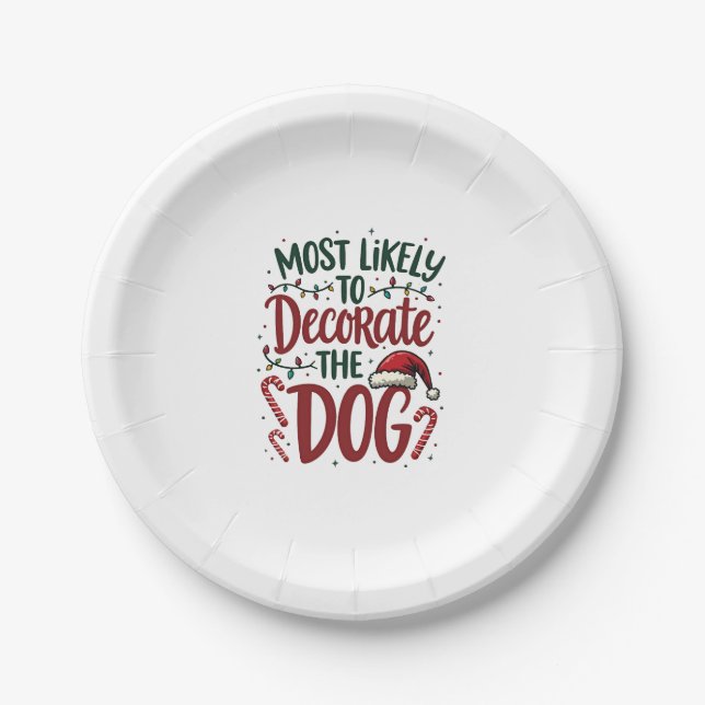 Christmas Likely Decorate Dog Xmas Family Kids Wom Paper Plate (Front)