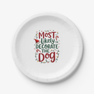 Christmas Likely Decorate Dog Xmas Family Paper Plate