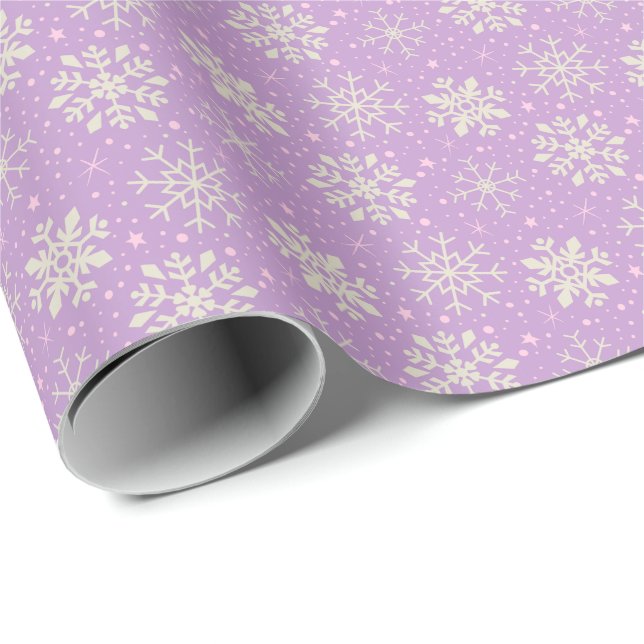 Christmas Lilac & Pink Snowflake Pattern Wrapping Paper (Roll Corner)