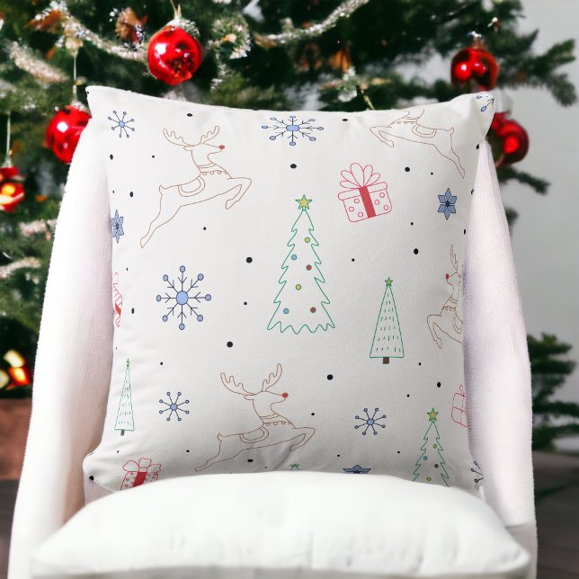 Christmas Line Art Minimalist Modern  Cushion (Creator Uploaded)