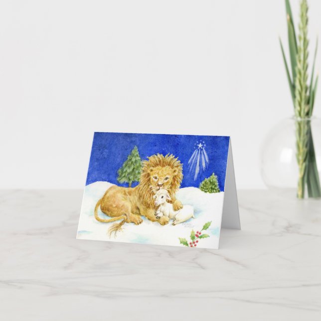 Christmas Lion and Lamb Blank Note Card (Front)