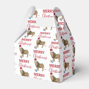 Christmas Lion Funny Animal with Santa Hat  Favour Box
