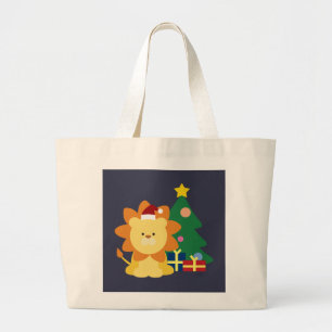 Christmas Lion Large Tote Bag
