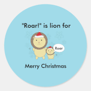 Christmas Lion Roar Snowflake Funny Personalise Classic Round Sticker