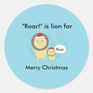 Christmas Lion Roar Snowflake Funny Personalise Classic Round Sticker