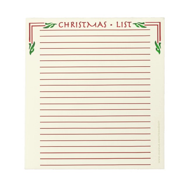 Christmas List (Notepad) Notepad (Front)