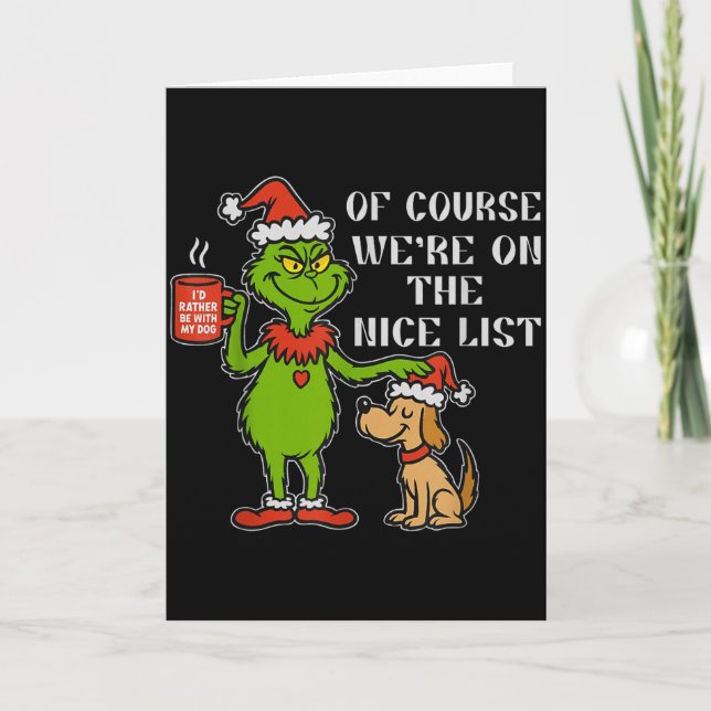 Christmas List Santa, Funny Nice List Gift For Dog Card (Front)
