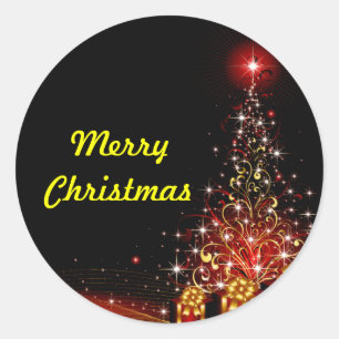 Christmas Lit Night Wonderland Red Classic Round Sticker