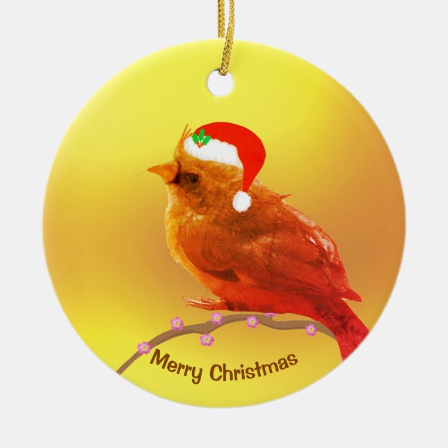 Christmas Little Bird Ceramic Tree Decoration (Front)