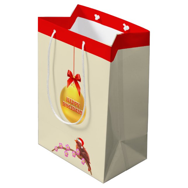 Christmas Little Bird Medium Gift Bag (Back Angled)