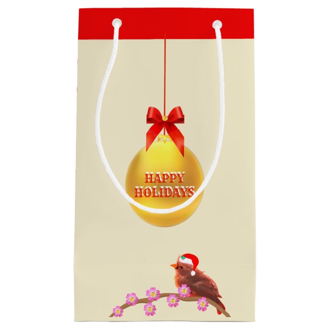 Christmas Little Bird Small Gift Bag (Front)