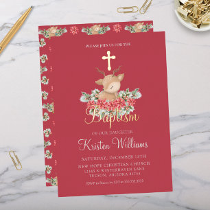 Christmas Little Deer Baptism Christening Cross