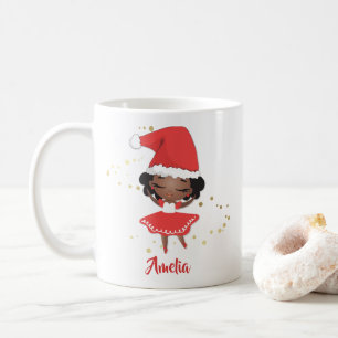 Christmas Little Girl Ballerina, Santa Hat Coffee Mug