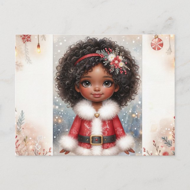 Christmas Little Girl In Santa Dress Holiday Postcard (Front)