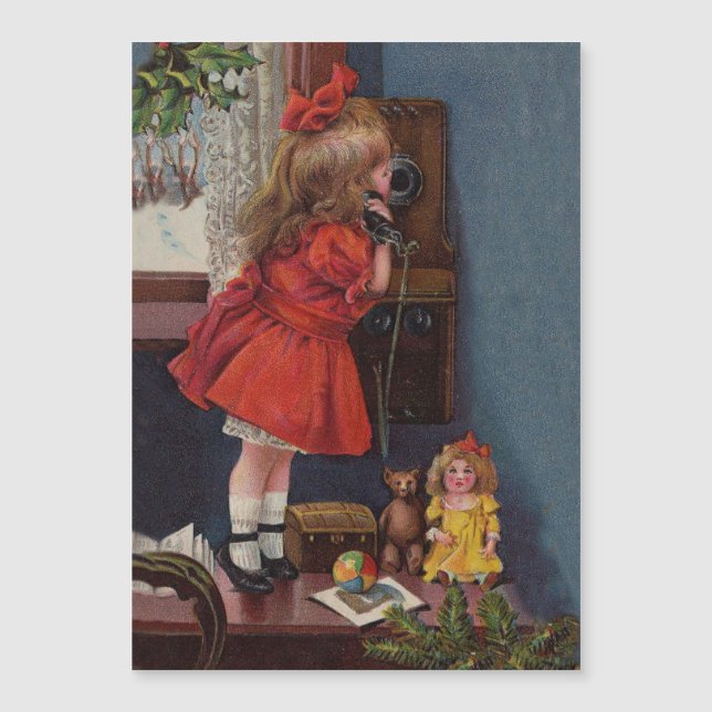Christmas Little Girl Telephone Antique (Front)