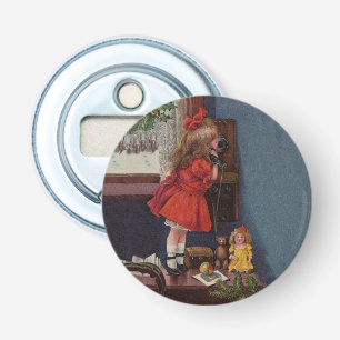 Christmas Little Girl Telephone Antique Bottle Opener