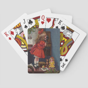 Christmas Little Girl Telephone Antique Playing Cards