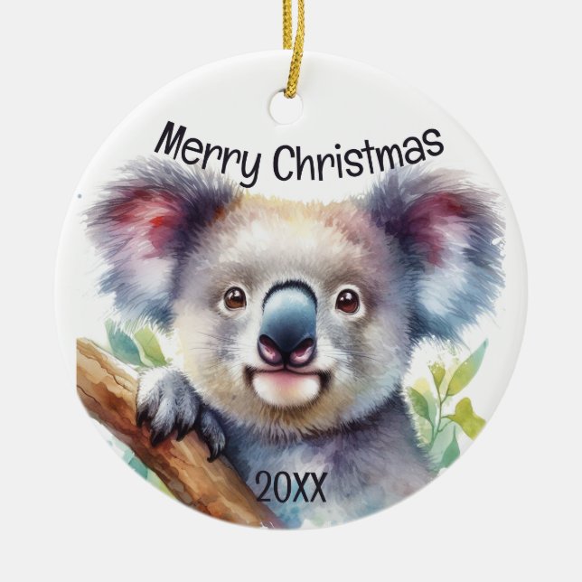 Christmas Little Koala Bear Australian Animal  Ceramic Tree Decoration (Front)