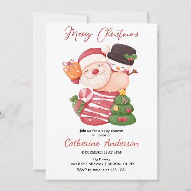 Christmas Little santa claus Baby Shower Invitation (Front)