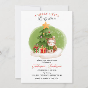 Christmas Little Snowman Baby Shower Invitation