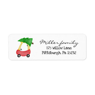 Christmas little tikes car return address label
