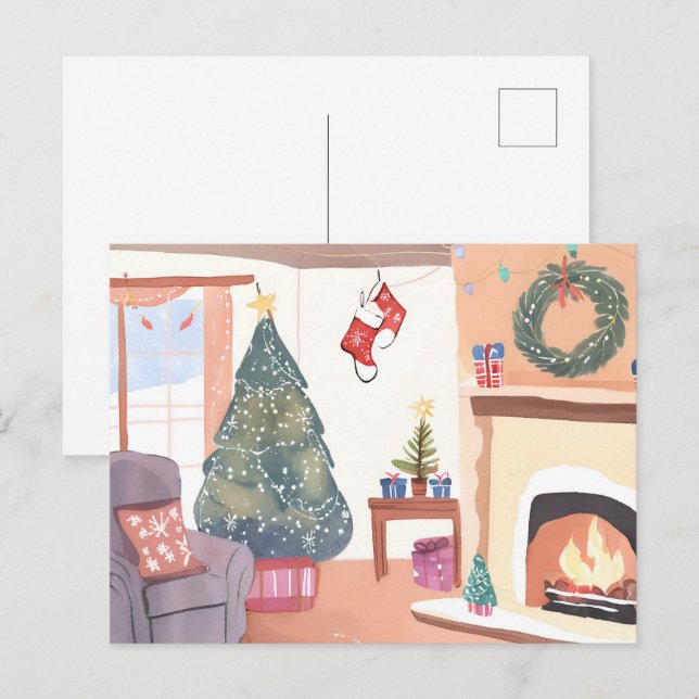 Christmas Living Room | Watercolor Holiday (Front/Back)
