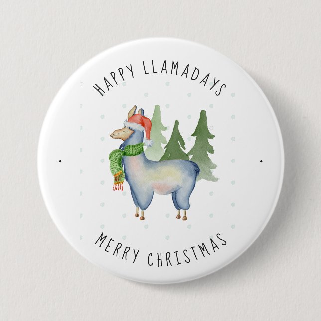 Christmas Llama 7.5 Cm Round Badge (Front)