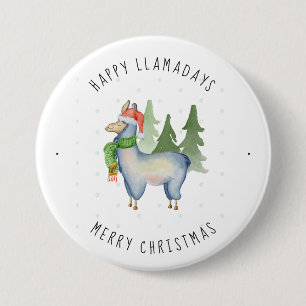 Christmas Llama 7.5 Cm Round Badge