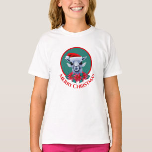 Christmas Llama And Wreath With Text Girl's T-Shir T-Shirt