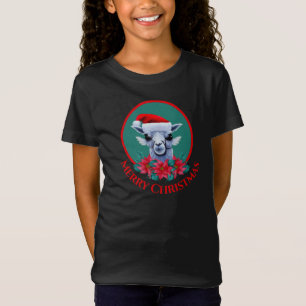 Christmas Llama And Wreath With Text Girl's T-Shir T-Shirt
