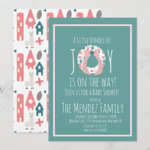 Christmas Llama Baby Shower Wreath Joy Bundle Invitation