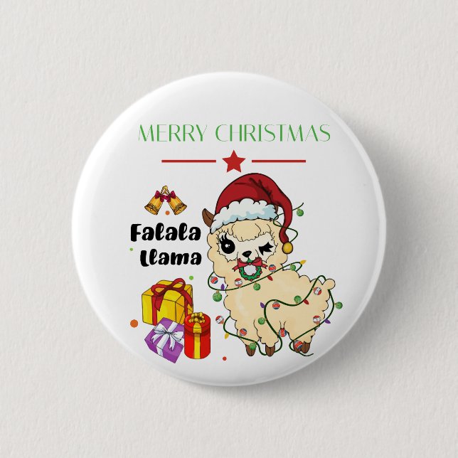 Christmas Llama Button (Front)
