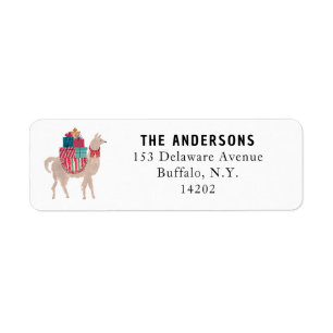 Christmas Llama Cute Zoo Animal Return Address