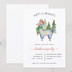 Christmas Llama   Holiday Party Invitation