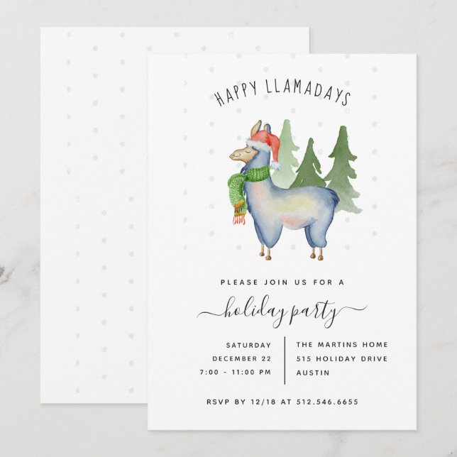 Christmas Llama | Holiday Party Invitation (Front/Back)
