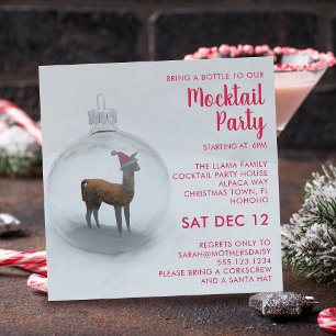 Christmas Llama Mocktail Party Holiday Invitation